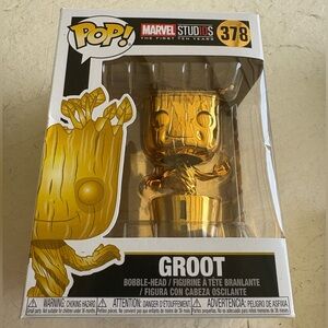 Funko POP BOBBLE HEAD! Groot 378-Gold Chrome-Marvel Studios NIB-W/PROTECTOR